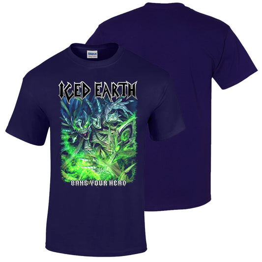 ICED EARTH Bang Your Head T-Shirt - Cobalt