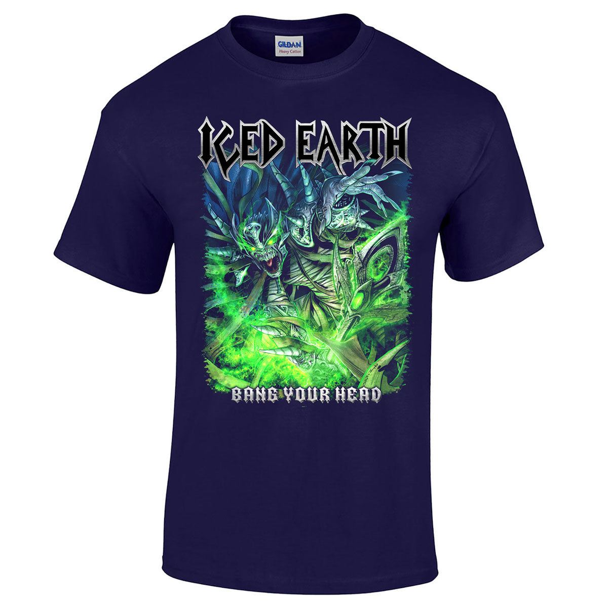 ICED EARTH Bang Your Head T-Shirt - Cobalt